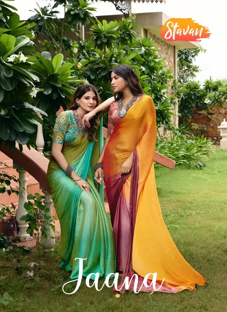 Jaana By Stavan Jari Chiffon Sarees Collections Wholesale In India